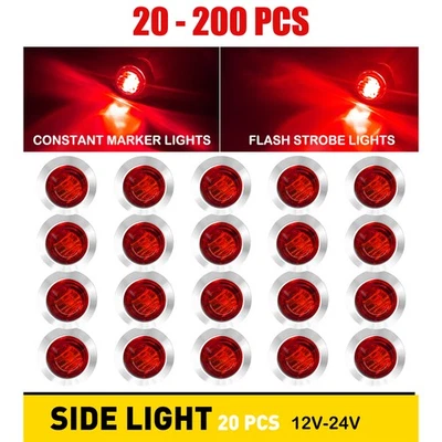 3/4" LED Strobe Light Caution Flash Warning Turn Signal Red Lamp 3-Wire 20-200X - Image 1 of 4