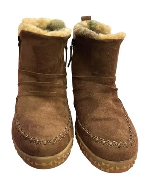 The Original Muk Luks Doble Lateral Cremallera Gamuza Botines Mujer Talla 6.5M Marrón Foto 1 de 4