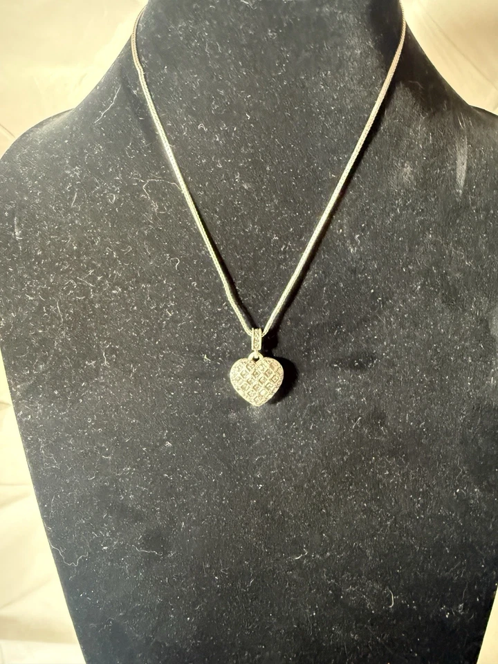 Brighton Puffy Heart Necklace "What We Think We Become" W/Blue Swarovski Crystal - Image 1 of 4