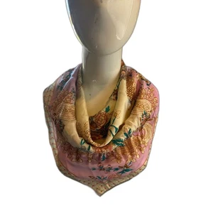 Oscar De La Renta Silk Scarf 30 x 30" Floral Pink Vintage  - Picture 1 of 8