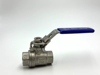 3/8" Inch Ball Valve Female NPT Stainless Steel 316 FULL PORT WOG 1000 Lockable - Image 1 of 4