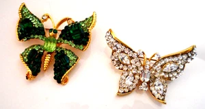 VTG L'DEMARIA ITALY Lot 2 BUTTERFLY Brooch Pin Naturecore Cottagecore SIGNED BIG - Picture 1 of 7