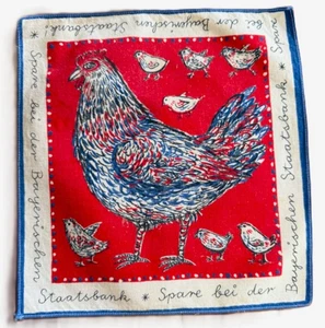 NOS 60s German Advertising Hanky Save at the Bavarian State Bank DANDY CHICKS - Picture 1 of 8