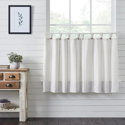 Par de cortinas de ventana de cocina con lengüeta blanca de 36"x36" para granja marcas VHC Foto 1 de 4