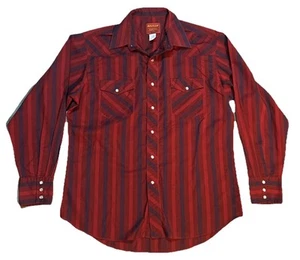 Vintage Rustler Pearl Snap Long Sleeve Shirt X-Long Tails Size 16.5 34/35 - Picture 1 of 4