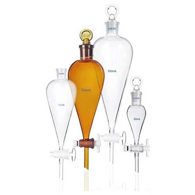 60ml - 1000ml Clear Glass Separatory Filter Funnel with PTFE Glass Piston - Image 1 of 4