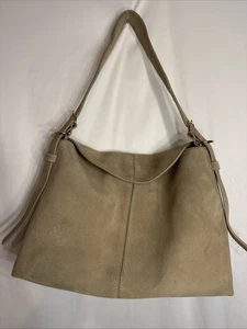 & Other Stories Leather Classic Beige Tote Tan/Brown Suede Bag Boho Style - Picture 1 of 14