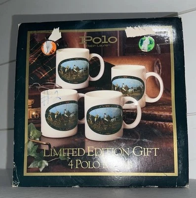 VNT В КОРОБКЕ RALPH LAUREN ПОЛО КОННАЯ ЛОШАДЬ ОГРАНИЧЕННЫЙ ВЫПУСК 4 КОФЕЙНЫЕ КРУЖКИ - Изображение 1 из 4