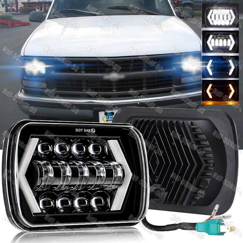 5x7" 7x6" Led Headlight HI/Lo DRL For Chevrolet K1500 K2500 K3500 1988-99 Pickup - Image 1 of 4