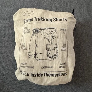 Mens Small Cargo Trekking Shorts Beige Pack Inside Themselves Deep Pockets - Picture 1 of 10