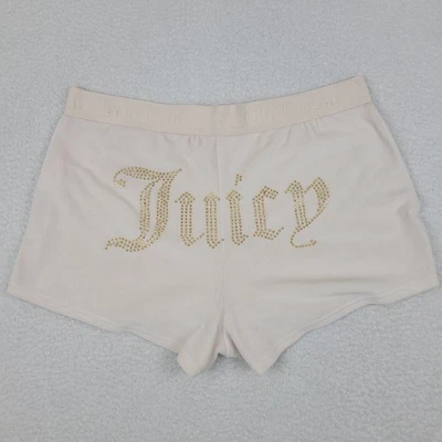 Juicy Couture Sleepwear Velour Shorts Bling Logo Womens Medium M Beige NWOT - Image 1 of 4
