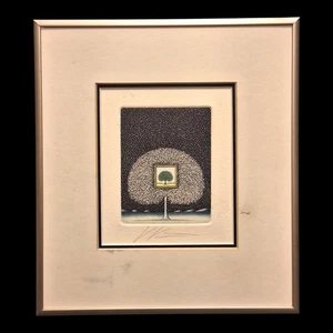 Volker Kuhn BAUMTRÄUME handsignierte gerahmte Kunst 8 7/8" x 8 7/8" - Bild 1 von 11