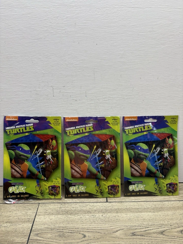 Nickelodeon Teenage Mutant Ninja Turtles TMNT CUBEZ 15” 4-sided Balloon Lot Of 3 - Image 1 of 4