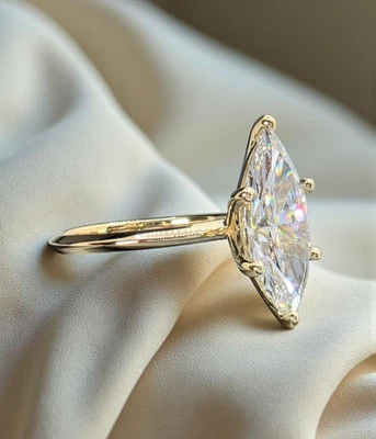 2.00 Ct Marquise Shaped Lab Grown Diamond Ring Set in 14k Gold IGI Certified GIA - Image 1 of 4