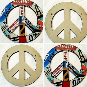 AMERICAN RECYCLED PEACE SIGN 11 INCH WITH SCREW HOLES IN BACK FOR HANGING - Picture 1 of 12
