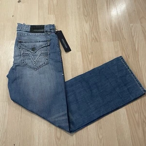 Vintage Y2K Grunge AFFLICTION BLAKE 34×32 Flap Pocket Blue JEANS new With Tags! - Picture 1 of 12