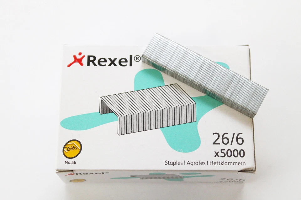 REXEL NO.56 (26/6) DURABLE STAPLES. BOX OF 1000 OR 5000. IN ORIGINAL PACKAGING.