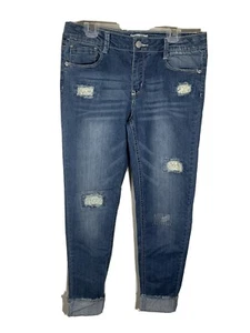MUDD Girl Size 14 Blue Med Denim Jeans Distressed Stretch Skinny Stretch - Picture 1 of 12