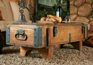 Truhe Couchtisch Holz massiv Wohnzimmertisch Truhentisch Kiste Vintage 105 cm - Bild 1 von 9
