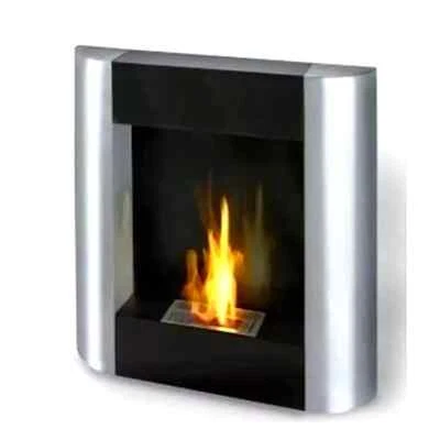 Stufa mod. Sarah+pietre 72x72 cm argento con vetro BOX etanolo deco biocamino - Immagine 1 di 4