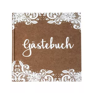 Gästebuch Kraft mit weißer Spitze Hochzeit Hochzeitsalbum Vintage Kraftpapier - Bild 1 von 3