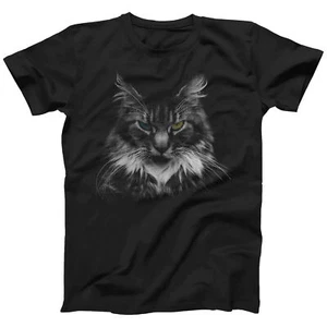 Angry Grey Cat T-shirt Men's Women's Unisex T-shirt Cat Lovers Shirt (S-5XL) - Picture 1 of 9