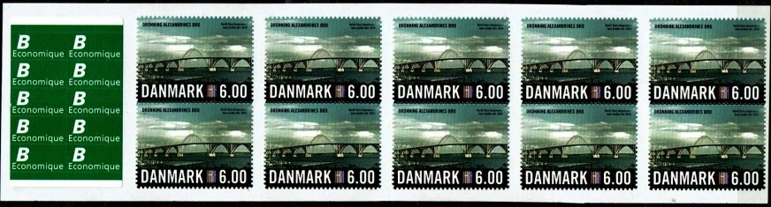 Dinamarca 2012 Nordia Exposición de Sellos, Dronning Bridge Folleto Completo UNM/MNH Foto 1 de 1