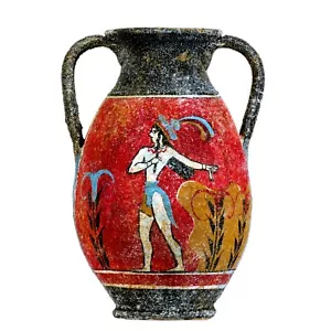 Vaso in ceramica anfora greco antico minoica affresco murale principe dei gigli - Foto 1 di 5