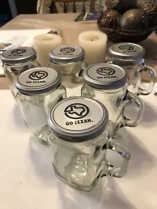 6 Go Texan Clear Glass Storage Syrup Jar Mug with Lid and Handle 5 Inches Tall - Picture 1 of 1