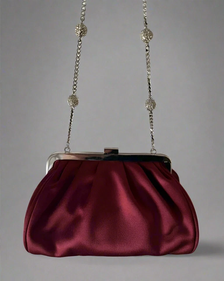 Dolce & Gabbana Red Burgundy Silk Clutch with Swarovski Strap - Image 1 of 4