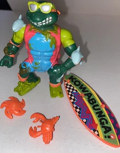 TMNT Teenage Mutant Ninja Turtles 1990 Mike The Sewer Surfer Vtg Figure w/ Acces - Picture 1 of 9