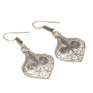 Wife Gift Nepali Fine Earring Hadnamde 925 Sterling Silver Jewelry Earring 2.22" - Picture 1 of 3