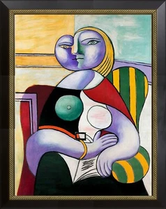 THE READER Picasso Oil Painting 24x32 Framed Canvas **SALE - Picture 1 of 4