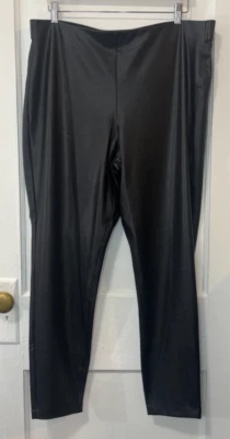 NWT Vince Camuto Women's Black Faux Leather High Rise Pull On Pants, Size XL - Image 1 of 4