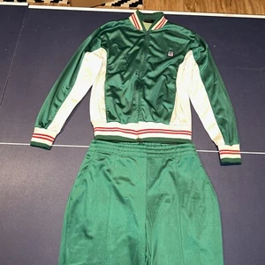 Vintage 80's Todd 1 Green White Full Zip Track Jacket & Pants XL Track Suit - Picture 1 of 12