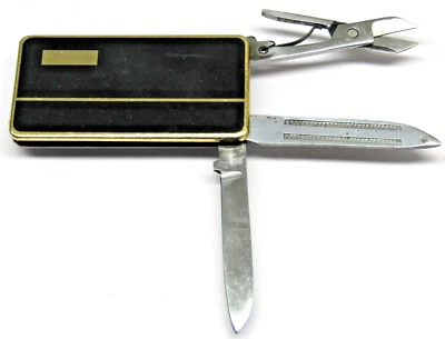 Navaja de Bolsillo Dorado y Negro Plata Plegable 3 Hojas Tijeras Archivo Japón Acero Inoxidable Foto 1 de 4