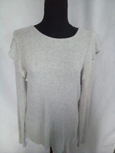 Lucky Brand womans long sleeve with ruffle gray sweater szLg - Picture 1 of 8