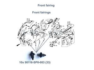 10x VFR800X 2015-2019 Kit fissaggio clip a spinta plastica carena anteriore 90116-SP0-003 - Foto 1 di 5