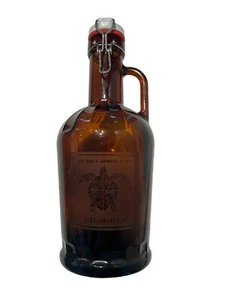 Amber Resealable Flip Ceramic Top Growler 2L With Seal -Sea Turtle Embossed - Picture 1 of 14