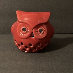 Red Ceramic Owl Tea Light Holder
