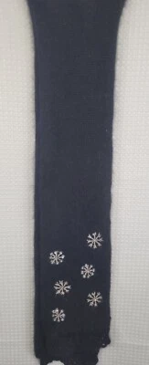 Cachecol preto angorá e lã gola dupla grossa com flocos de neve bordados e frisados - Imagem 1 de 4