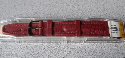 NOS HIRSCH BABY COCO GRANO 19mm EXTREMO ABIERTO MARRÓN ROJIZO CORREA DE RELOJ HEBILLA DE BRONCE Foto 1 de 4