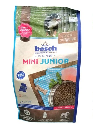 15 kg Bosch Mini Junior Hundefutter für S + XS Welpen (€ 3,10/kg) Aufzuchtfutter - Bild 1 von 2