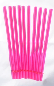 10 pajitas reutilizables rosas calientes sólidas de 9" + cepillo para lavavajillas sin BPA - Imagen 1 de 3