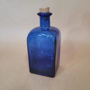 Vintage Cobalt Blue Apothecary Bottle, with original stopper, Spain 5" - Picture 1 of 7