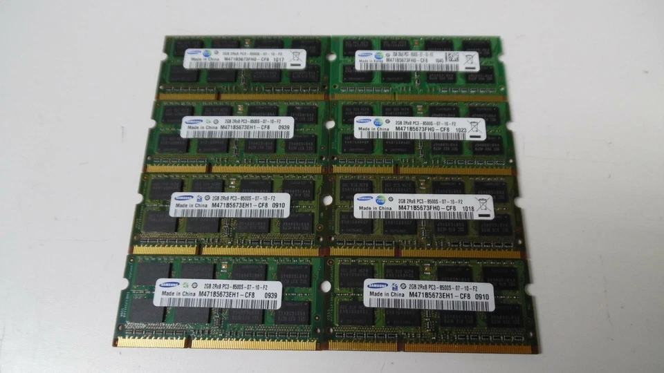 Set of 8: Samsung 2GB PC3-8500S RAM Modules - M471B5673 - Tested - Image 1 of 2