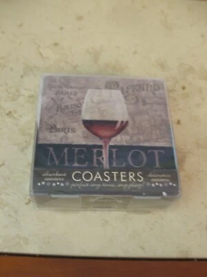 NUEVO CON ETIQUETAS CAJA THIRSTYSTONE MERLOT COPA DE VINO JUEGO DE 4 PIEZAS MONTAÑA RUSA CERÁMICA Foto 1 de 2