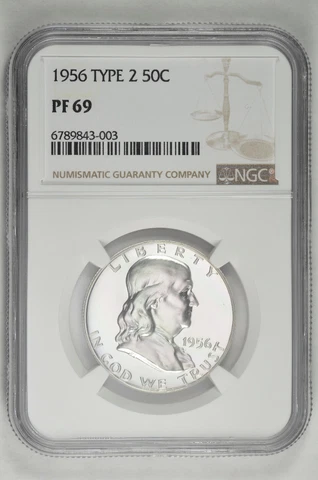 1956 Type 2 50C Silver Proof Franklin Half Dollar NGC PF 69 Cover