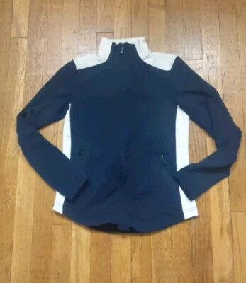 Chaqueta Ralph Lauren Mujer XS Cremallera Completa Manga Larga Ligera Azul Marino Blanco Foto 1 de 4