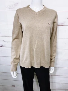 Tommy Hilfiger Damen Pullover Größe S Beige V-Ausschnitt Langarm Pulli - Bild 1 von 6